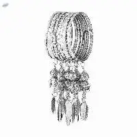 Antique Oxidized Tassel Charm Bangles Set