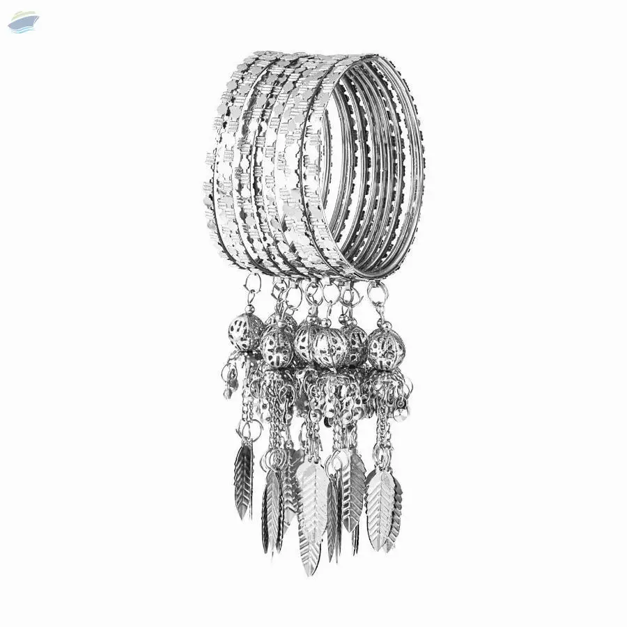 Antique Oxidized Tassel Charm Bangles Set
