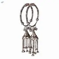 Antique Oxidized Tassel Charm Bangles