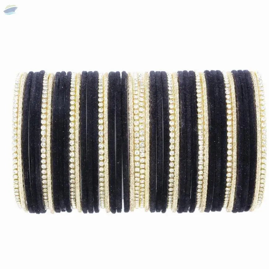 Indian CZ Velvet Bangles Set