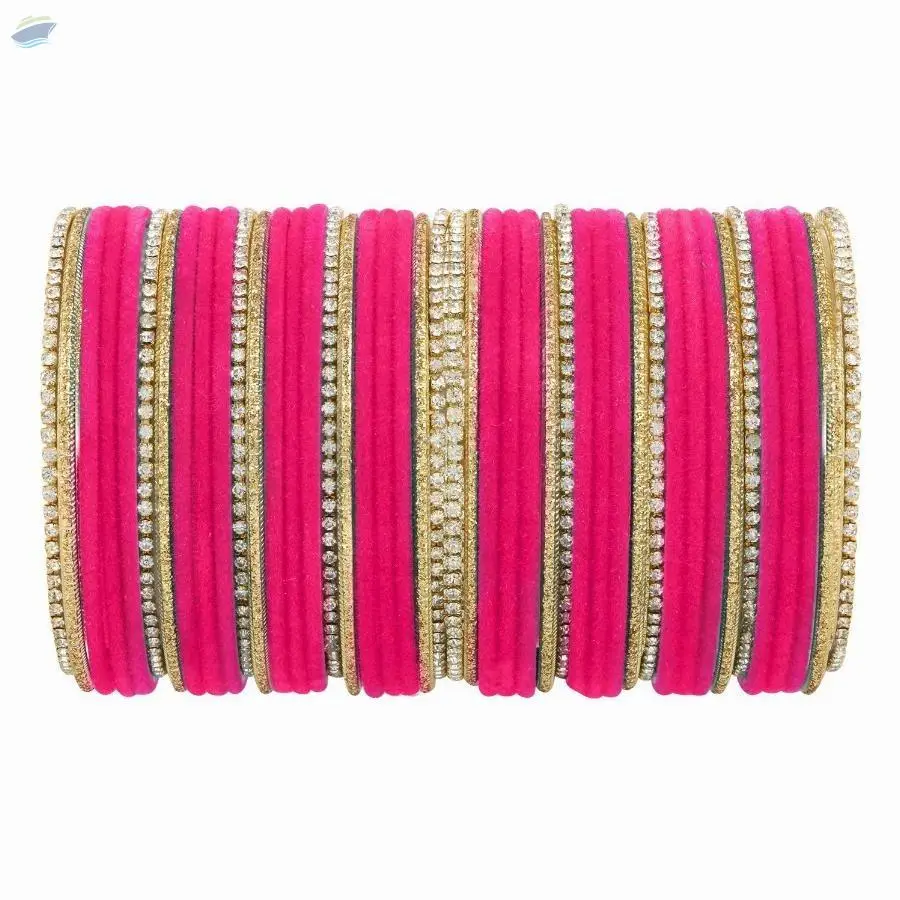 Indian CZ Velvet Bangles Set