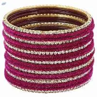 Indian CZ Crystal Velvet Bangles Set