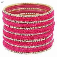 Indian CZ Crystal Velvet Bangles Set