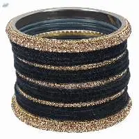 Indian CZ Crystal Velvet Bangles Set