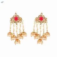 Beaded Tassel Jhumki Floral Dangle Earrings