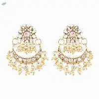 Indian Kundan Dangle Chandbali Earrings Jewelry