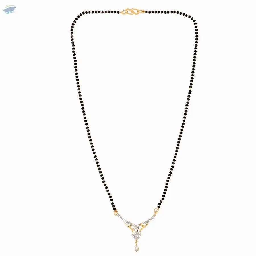 Black Beaded Chain Pendant Necklace