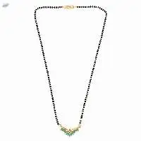 Zirconia Black Beaded Chain Pendant Necklace