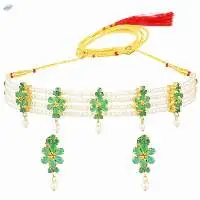 Zirconia Beaded Choker Necklace Earrings Set