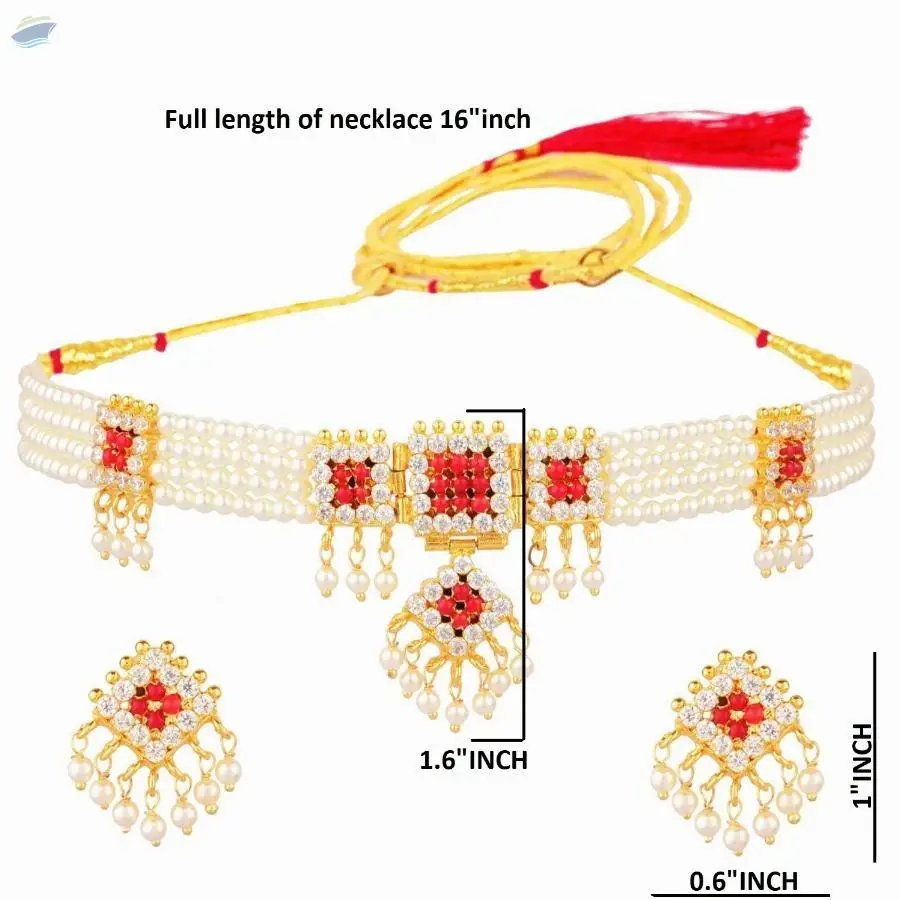 Beaded Choker Necklace Earrings Set