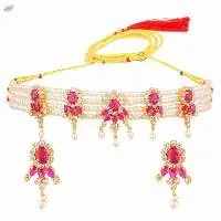 Beaded Choker Necklace Earrings Set