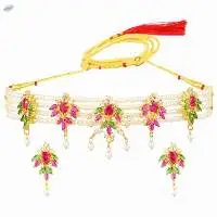 Beaded Choker Necklace Earrings Set