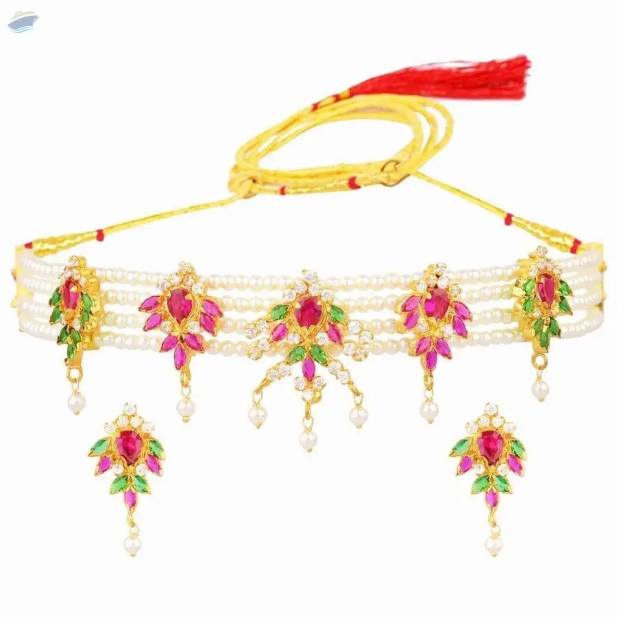 Beaded Choker Necklace Earrings Set
