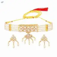 Beaded Choker Necklace Earrings Set