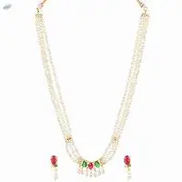 Beaded Strand Necklace Earrings Set