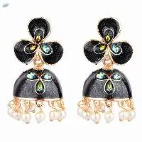 Enamel Jhumka Jhumki Dangle Earrings Set