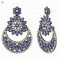 Boho Floral Chandbali Dangle Earrings