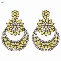 Boho Floral Chandbali Dangle Earrings
