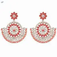 Floral Chandbali Dangle Earrings Set Jewelry