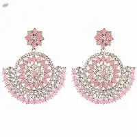 Floral Chandbali Dangle Earrings Set Jewelry