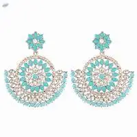Floral Chandbali Dangle Earrings Set Jewelry