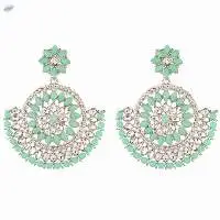 Floral Chandbali Dangle Earrings Set Jewelry