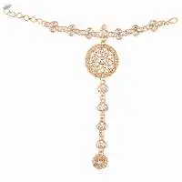 Kundan Crystal Hand Chain Finger Ring Bracelet