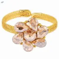 Austrian Stone Floral Openable Cuff Bracelet