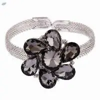 Austrian Stone Floral Openable Cuff Bracelet