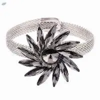 Austrian Stone Floral Openable Cuff Bracelet