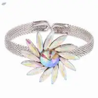 Austrian Stone Floral Openable Cuff Bracelet