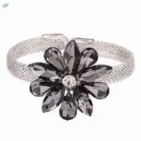 Austrian Stone Floral Openable Cuff Bracelet