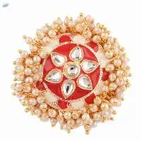 Kundan Faux Pearl Beads Round Big Finger Ring