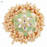 Kundan Faux Pearl Beads Round Big Finger Ring