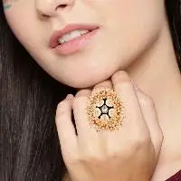 Pearl Beads Kundan Big Finger Ring Jewelry