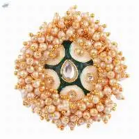 Pearl Beads Kundan Big Finger Ring Jewelry