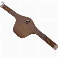 Horse Belly Girth, Jump Pad. In Brown Leather.
