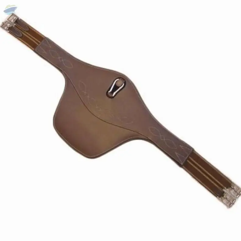 Horse Belly Girth, Jump Pad. In Brown Leather.