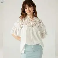 Frilled Embroidery Blouse