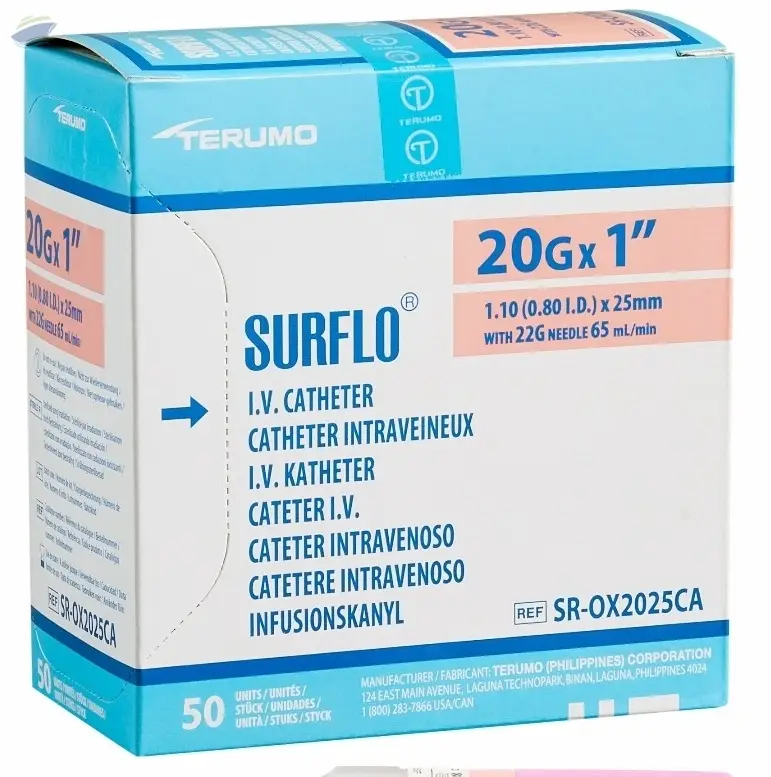 Peripheral IV Catheter Surflo 20 Gauge 1 Inch