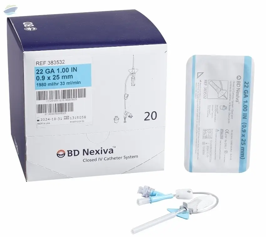 Closed IV Catheter Nexiva 22 Gauge 1 Inch