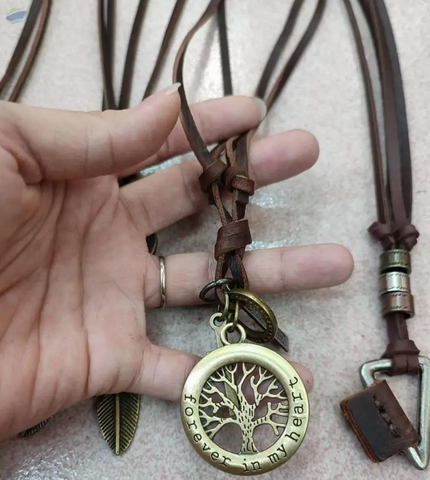 Vintage Handmade Necklace Genuine Leather