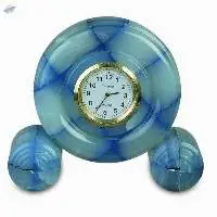 Blue Patchwork Onyx Full Wheel Clock