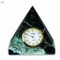 Black Zebra Marble Pyramid CLock