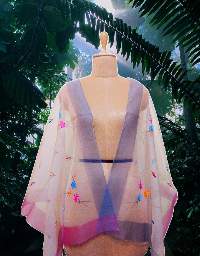 Hand-Painted Silk - Cotton Blend Scarf