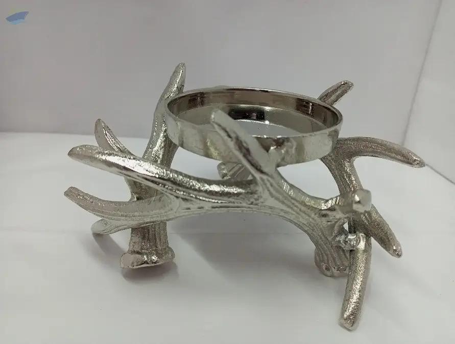 Horns Pillar Holder Nickle Plated