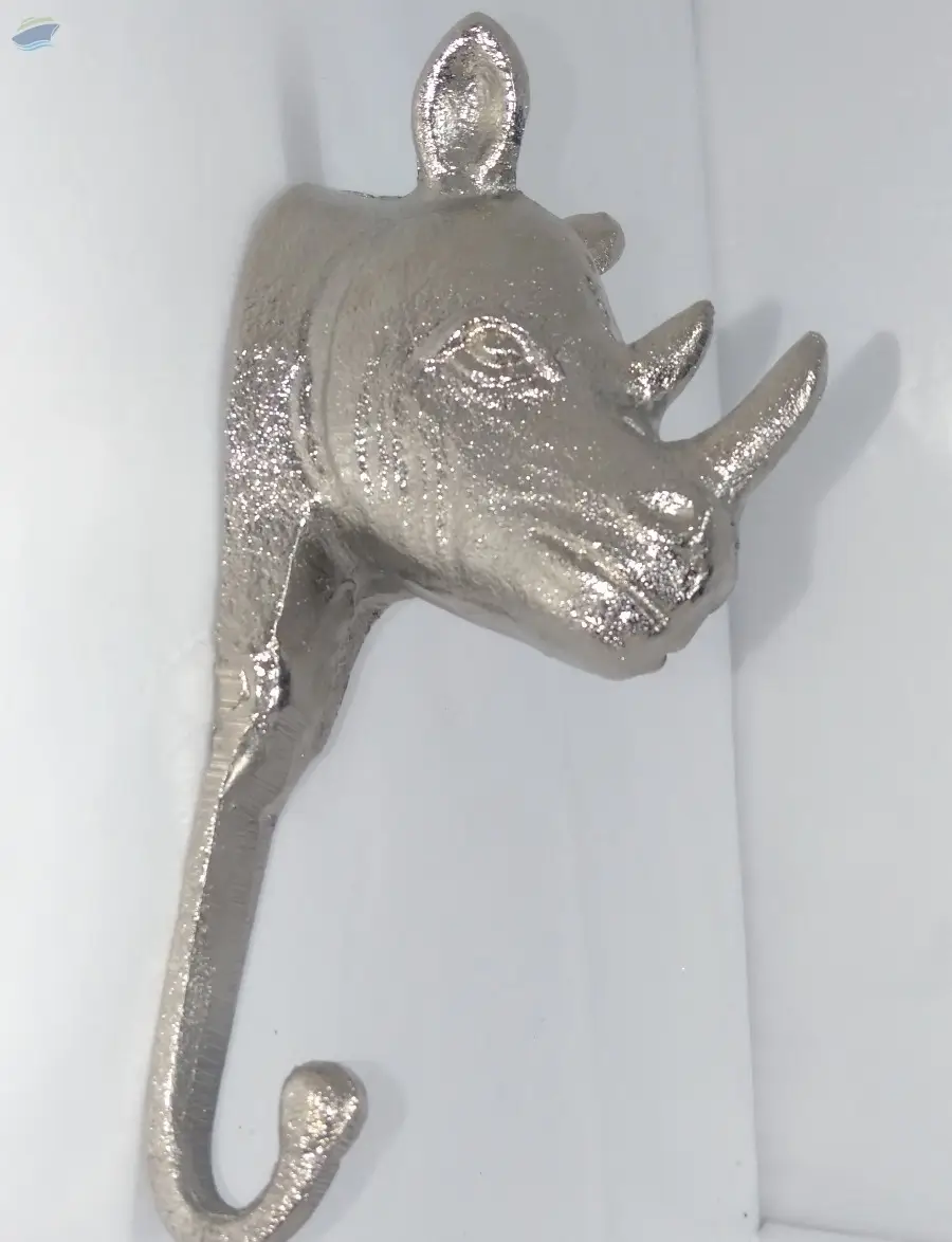 Rhino Coat Hook Nickle Plated