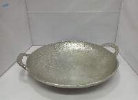 Round Plate With Handle Nickle Plated