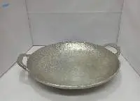 Round Plate With Handle Nickle Plated