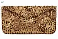 Brass Embroidered Envelope Clutch